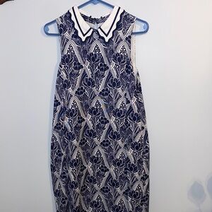 Maeve by Anthropology Navy and White Lattice Mini Dress